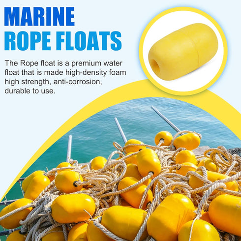 SILANON Marine Rope Floats, 4/6pcs Crab Trap Buoy Fishing Marker Buoys, Yellow Oval Water Floats