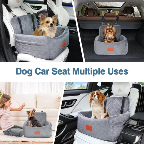 30lbs,Comfy Cover,2 WOOAIDAGG Dog Car Seat for Small Dogs Under & Safe Travel Bed with Washable Clip-On Safety Leashes