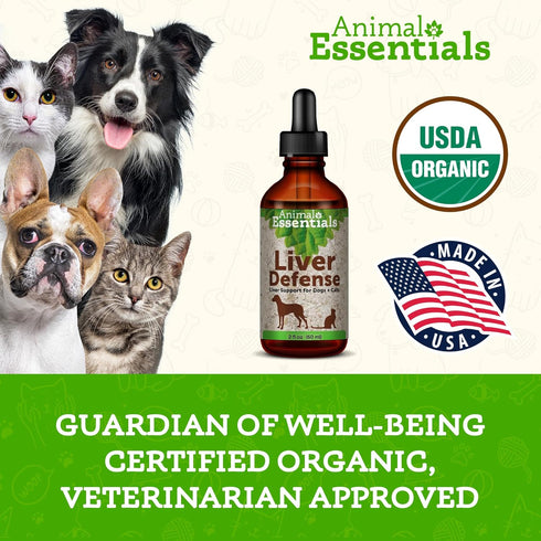 Animal Essentials Liver Defense for Dogs & Cats, Liquid Supplement for Liver Support, 2 Fl Oz