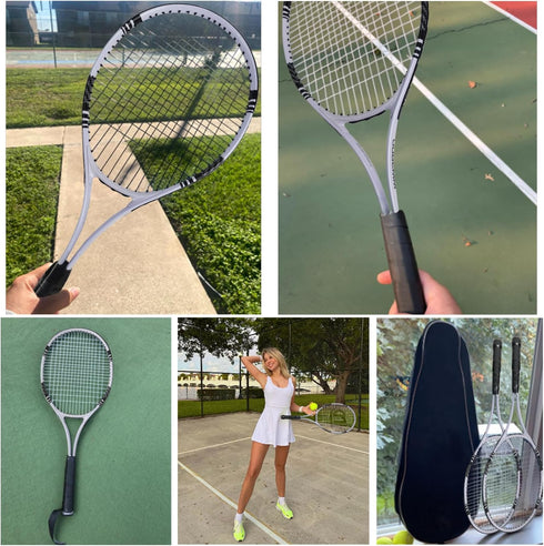 UUBEMM Tennis Rackets for 2 Players - Lightweight Recreational Racquets for Adult Training with Carrying Cover