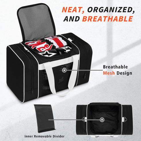doksmeria MMA, Boxing Gym Duffle Bag, Breathable Mesh Gym Bag for Boxing Gear | Wet Pocket, Privacy Pocket & Removable