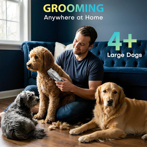 8 Trimmer Dog Clippers for Grooming Thick Hair, Upgrade Low Noise Pet Shaver Kit with Size Combs for Dogs Cats Pets