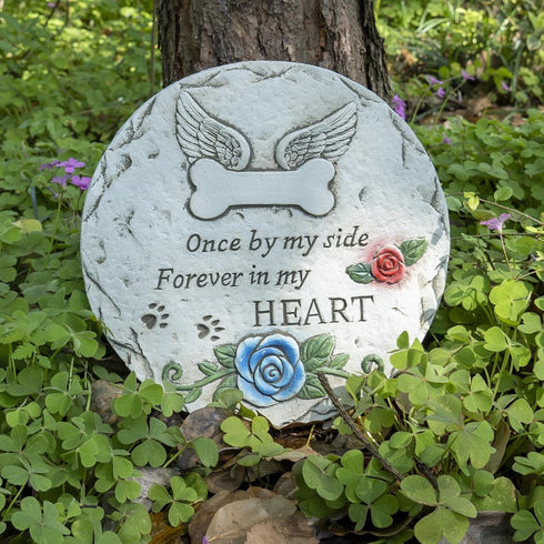 Pet Memorial Stone for Loss Dog or Cat, Dog Passing Away Sympathy Bereavement Gifts, Pet Grave Markers with Paw Prints Funerary Headstones Outdoor Garden