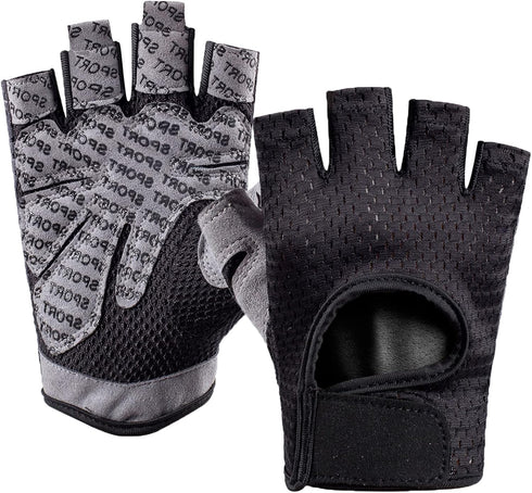 LJCUTE Workout Gloves for Men & Women, Fingerless Breathable & Full Palm Protection