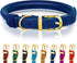 OOPSDOGGY Reflective Rolled Leather Dog Collar - Adjustable Soft Padded Collar for Small Breed Dogs (XXS, 7"-9", Blue)