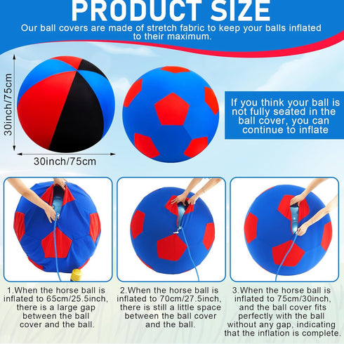 2 Pcs Mega Ball Cover for Large Balls, Protective Cover for Giant Horse Soccer Mega Herding Ball (30 Inch)