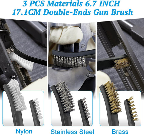 Universal Gun Cleaning Kit - 2 X 2 Inches Gun Cleaning Patches - 6 Inches Gun Cleaning Swabs - Reusable Form Swabs / 3 Pcs Gun Cleaning Brush, and A Silicon Gun Cloth Suitable for Most Gun Firearm