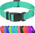 Taglory Reflective Adjustable Dog Collars for Small Medium Large Dogs, Thin Nylon Webbing, Quick Release Buckle (Teal