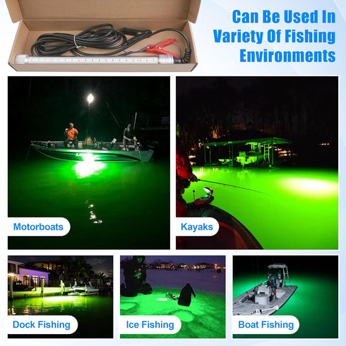 80W 40000Lumens 12V AGOOL Underwater Fishing Light Super Bright LED Green Fishing Light Submersible Fish Bait Finder