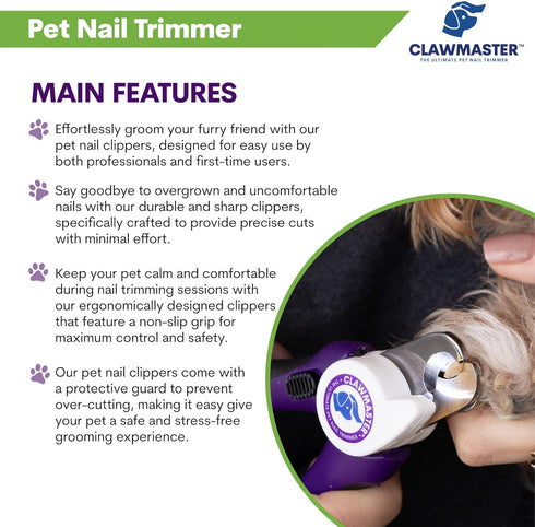 Claw Master Lighted Pet Nail Clippers, Precise Trimmer & Cutter for Dogs & Cats, Includes Safety Guard & Nail File