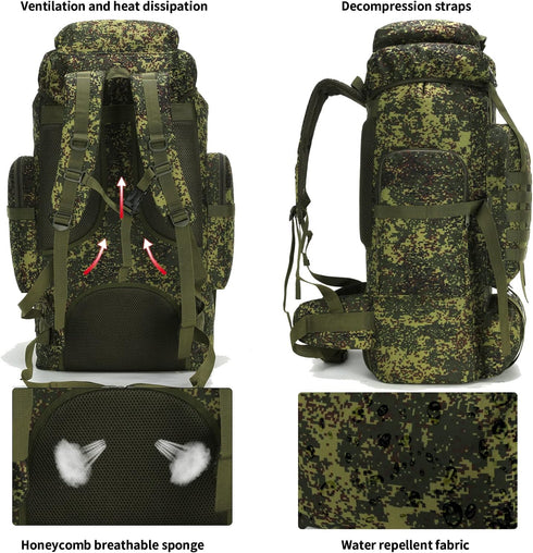 Hiking Backpack for Men, 70L/100L Military Rucksack, Molle 3 Days Assault Pack for Camping
