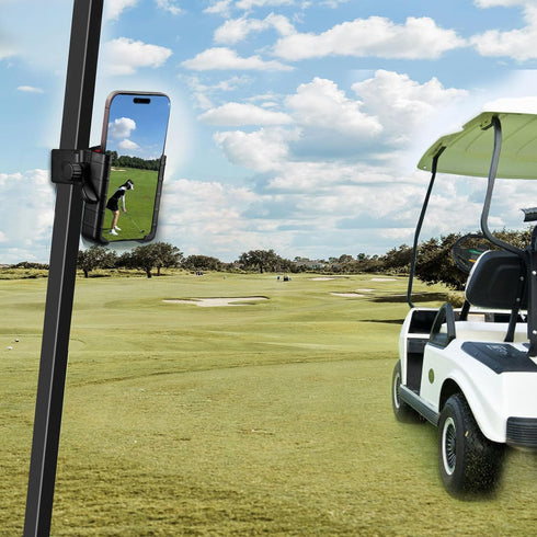Golf Cart Phone Mount Holder, Compatible with iPhone/Galaxy/Google Pixel, EZGO/Club Car/Yamaha, Black-Red