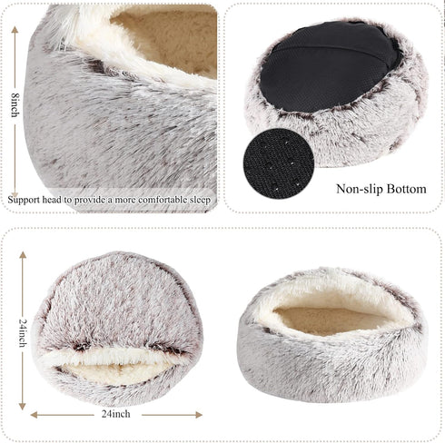 Calming Dog Beds & Cat Cave Bed with Hooded Cover, Removable Washable Round Beds for Small Medium Pets, Fits up to
