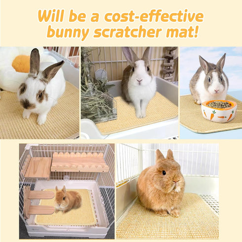 2Pcs (15.7x11.8 Bunny Scratch Pads, Sisal Rabbit Scratching Pad,Natural Cat Resting Mats for Cages,Guinea Pig Bed