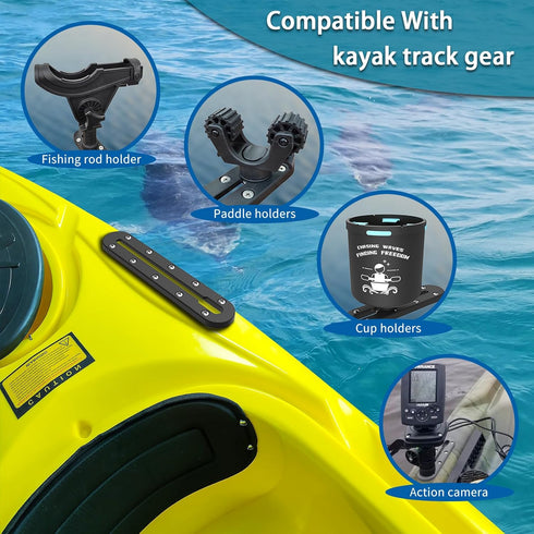 Kayak Track - Low Profile Mount Track for Fishing Rod Holder, Cup Holder, Anchor Cleats, Pack of 2