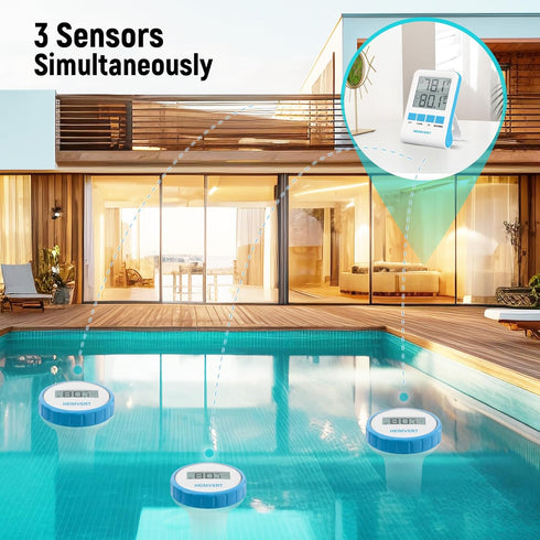 HEIMVERT IPX8 Swimming 1 Pack) Wireless Digital Pool Thermometer Floating, Easy-to-Read Display, Waterproof