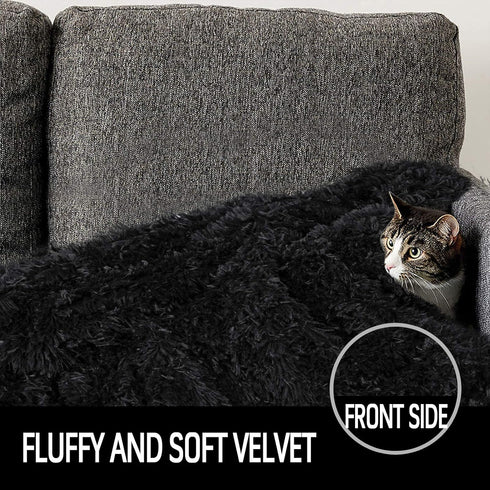 LOCHAS Luxury Fluffy Dog Blanket, Extra Soft Sherpa Fleece Pet Blankets for Dogs Cats, 30''x40'' Black