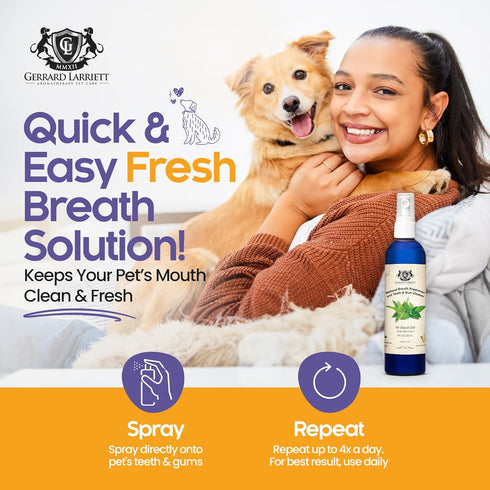 8 oz Dog Mouthwash, Dog and Cat Breath Spray with Baking Soda - Natural Dog Breath Fresheners with Mint and Aloe Vera