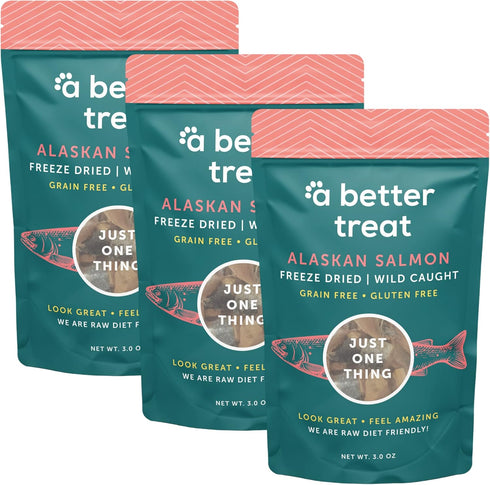 A Better Treat Freeze Dried Salmon Dog Treats - Wild Caught, Gluten Free, High Protein, Made in The USA