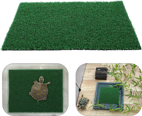 GANAZONO Fish Tank Artificial Grass Turf for Turtle Basking Platform, Reptile Supplies, Dark Green