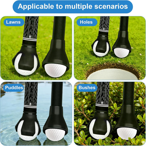 UoreFloo Set, 4pcs (2X 3-Prong 2X Golf Ball Retriever and Suction Cup) Golf Ball Grabbers for Putter End, No Bending