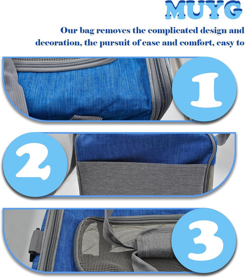 Cat Carrier, Soft Collapsible Travel Carrier for Small Medium Cats Dogs Puppies Under 15 Lbs (Greyblue)