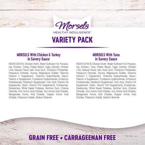 Wellness Healthy Indulgence Morsels - Grain-Free Wet Cat Food, 3 oz Pouches (Morsels Variety Pack, 8 Pack)