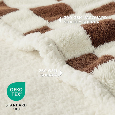 Lesure Waterproof Dog Blanket for Large Dogs, Washable Double-Sided Blanket with Warm Jacquard Shag, Brown