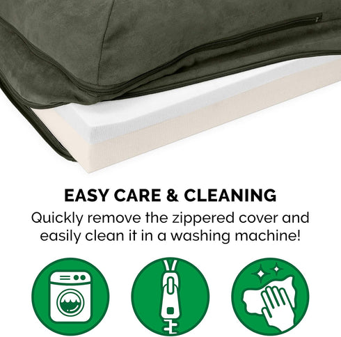 Furhaven Memory Foam Dog Bed for Medium/Small Dogs, Washable Cover & Removable Bolsters, Up to 35 lbs - Dark Sage,