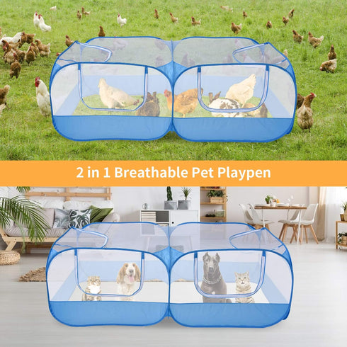 Jhua Pet Playpen for Small Animals, Portable Chicken Run with Cover, Foldable Chicken Coop Outdoor, Play Pens for Small