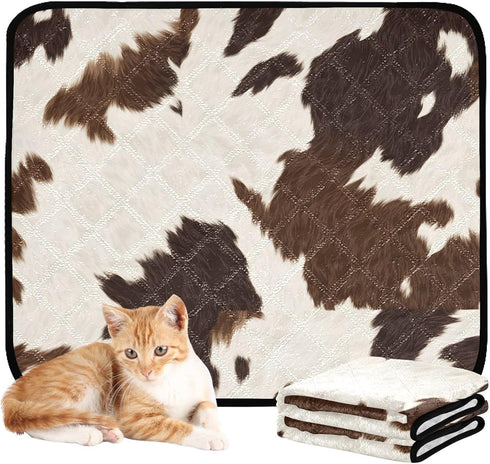 Haskirky 2 Pack Cow Print Washable Pee Pads for Dogs, Non-Slip Reusable Dog Pads Waterproof Whelping Training Pet Mat