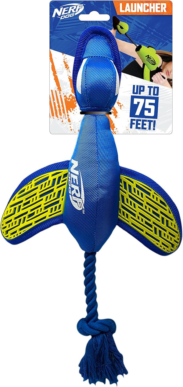 Nerf Dog Large Nylon Launching Duck, Blue/Green