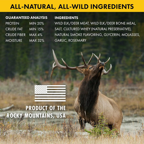 Venison Jerky Dog Treats, Grain Free, All Natural, No Fillers - Nature's Purest Dog Treats - 8 oz Bag (2 Pack)