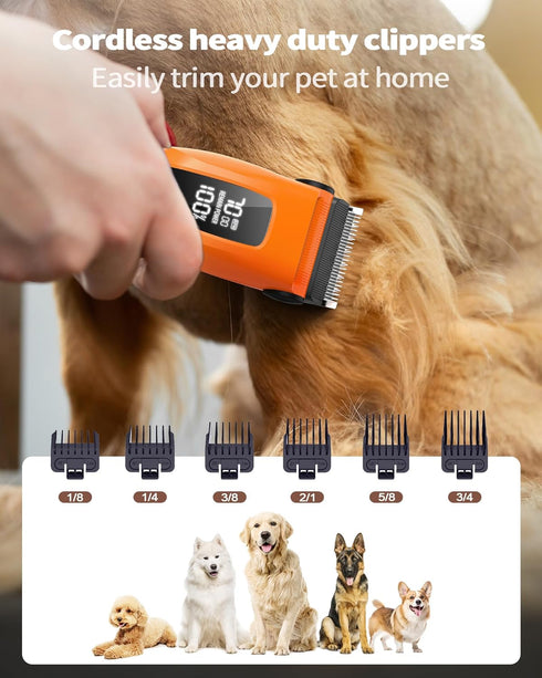 Dog Grooming Kit for Heavy Thick Hair & Coats, 3 in 1 Rechargeable Cordless Pet Shaver with Storage Box, Quiet Trimmer