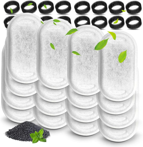 Cat Fountain Filters - 16 Filters with 16 Sponges Replacement for Stainless