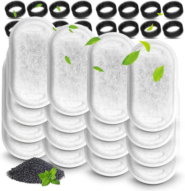 Cat Fountain Filters - 16 Filters with 16 Sponges Replacement for Stainless