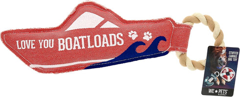 13" K-9 Pavilion - Love You Boatloads - Puppy Dog Toy with Rope Handle Furry Companion Boat Lake Beach Gift