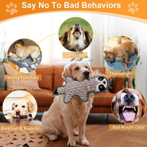 Eneston 5 Pack No Stuffing Squeaky Dog Toys for Large Dogs - Interactive Durable Plush Chew Toy with Crinkle Paper