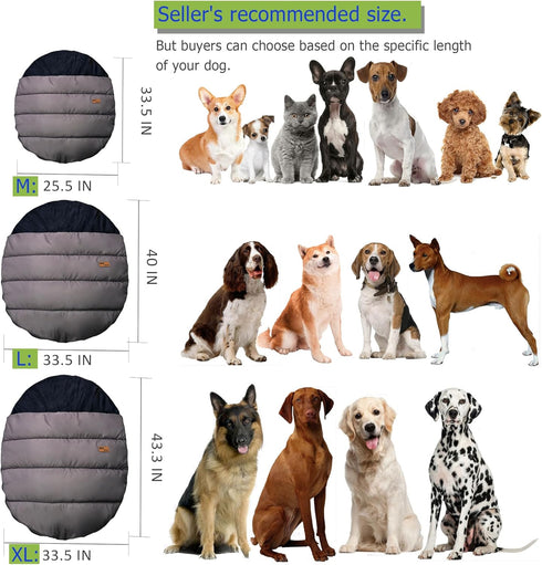 Soft Warm Dog Sleeping Bag, XXL Portable Waterproof Camping Pet Bed, Packable for Camping, Hiking, Indoor Use