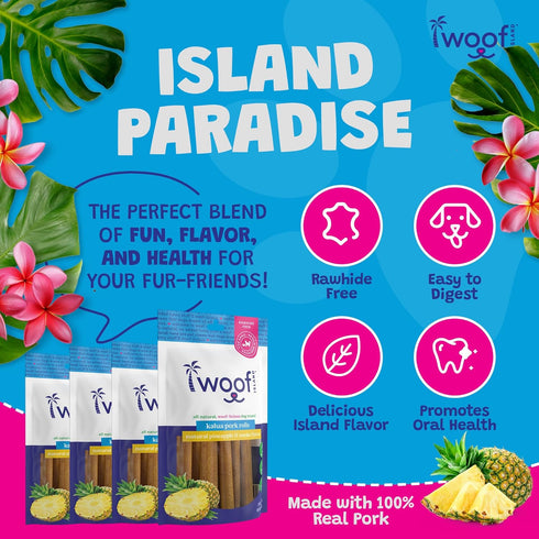 (1 Pack) Kalua Pork Rolls - Hawaiian Island Inspired Pork Pets Treats - Rawhide Free Pet Chews Long Lasting No Hide