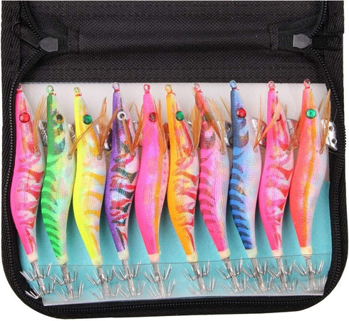 Generic 10Pcs Fishing Lure Squid Jig Hook Wooden Shrimp Artificial Fishing Lures Octopus