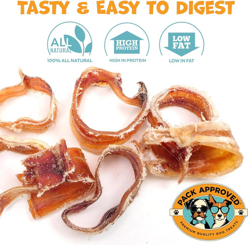Pack (10 oz) Approved Beef Trachea for Dogs Smoke Rings - Natural Dog Chews Rawhide Free - Rich in Glucosamine
