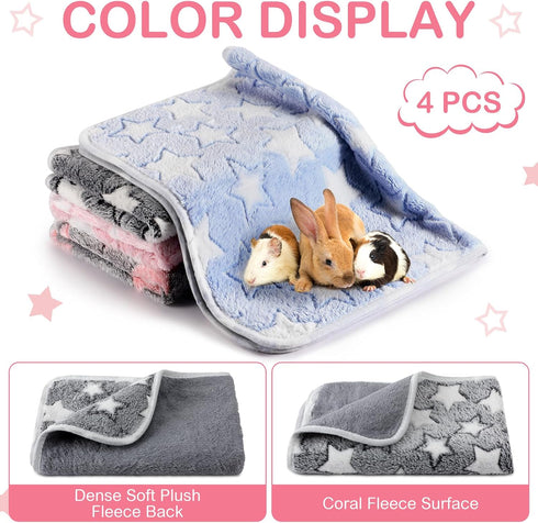 4 Pcs Waterproof Dog Blankets, 24 x 16 Inch Washable Puppy Blankets for Small Dogs, Reusable Pet Pee Pad, Multicolor