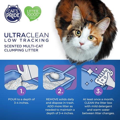 Cat's Pride Max Power UltraClean Low Tracking Multi-Cat Clumping Litter, 15 Pounds - 10 Days Odor Control