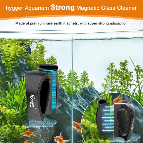 0.1-0.2 Inch hygger Aquarium Strong Magnetic Glass Cleaner, Professional Fish Tank Algae Magnet Cleaning Tool