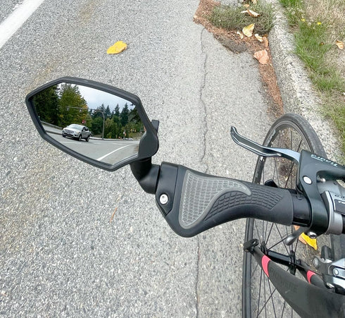 Hafny New Bar End Bike Mirror, HD Glass Lens, Adjustable & Rotatable Safe Rearview Bicycle Mirror (Silver Glass, 1 pc)