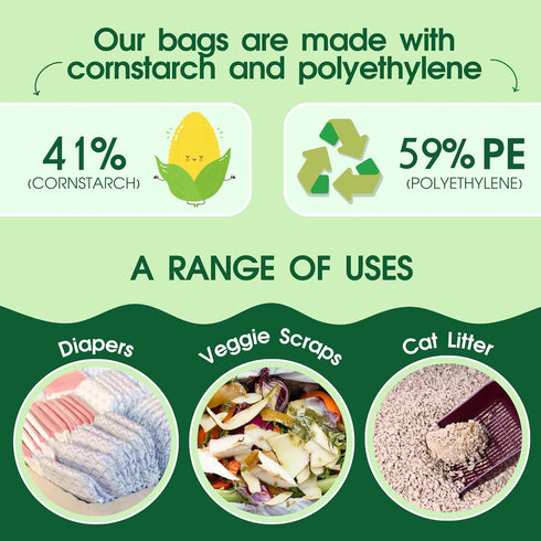 800 Counts 41% 59% Pet N Pet Unscented Dog Poop Bags Rolls with Tie Handles, Plant Based & PE Poop Bags for Dogs
