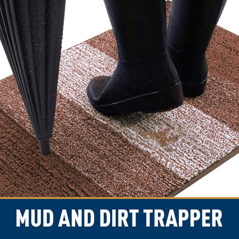 smiry Dog Door Mat for Muddy Paws, Low-Profile Entryway Mat with Non-Slip Backing, 47x24 Inches, Brown.