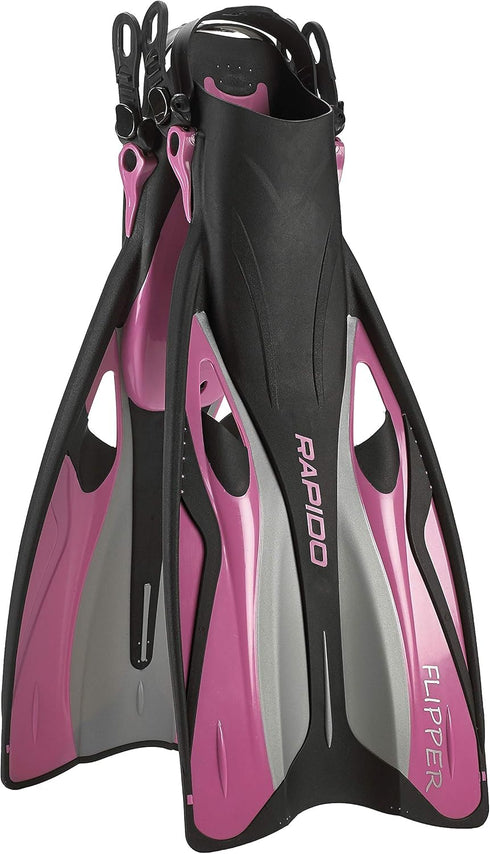 Phantom Aquatics Rapido Boutique Collection Adjustable Snorkel Fin with Carry Bag (Pink, ml/XL, 9-11)