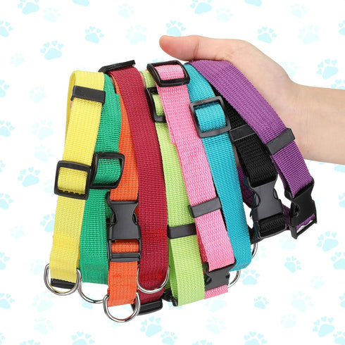 9 Pieces Adjustable Dog Collar for Medium Dogs - Soft Nylon with Quick Release Buckle, Bulk for Walking Running